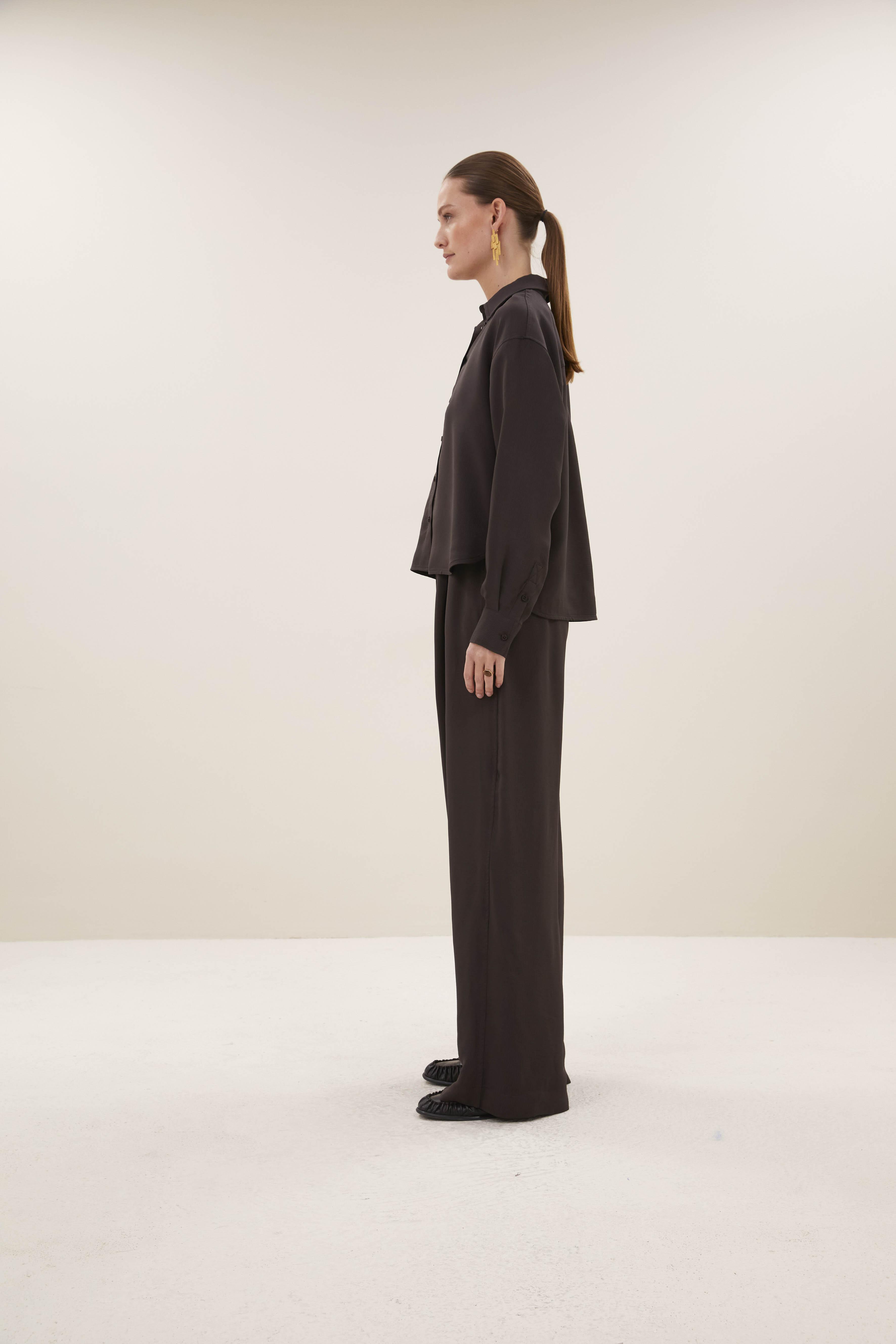 By-Bar Kris Satin Stripe Blouse Espresso Damen Viskose Bluse braun